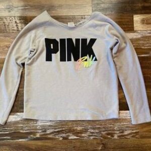 Vs pink off shoulder legging crewneck pullover sweatshirt ombre rainbow neon